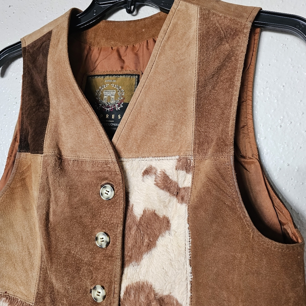 Compagnie Internationale Express Womens Leather Vest Brown Size Medium